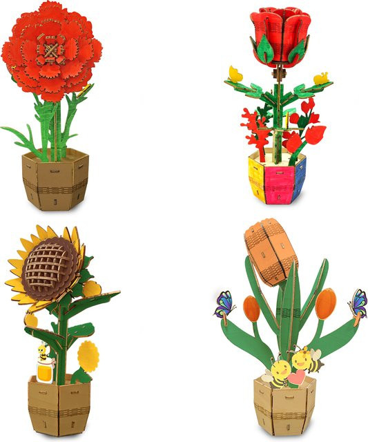 3D-Holzpuzzle Rose DIY Montagemodell als romantische Desktop-Dekoration für Hochzeit und Geburtstag - Bild 1