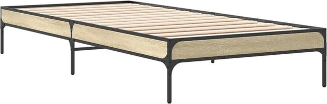 vidaXL Bettgestell Sonoma-Eiche aus Holzwerkstoff und Metall, Farbe Braun, B/T/H: 100 x 200 x 30 cm - Bild 1