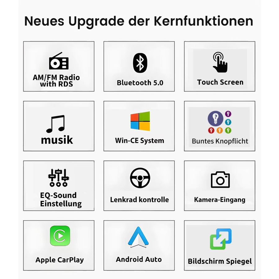 MOPECT 7-Zoll Doppel-DIN Autoradio mit CarPlay, Android Auto und Bluetooth in Schwarz für Volkswagen VW Golf Passat JETTA sowie Skoda und SEAT - Bild 2