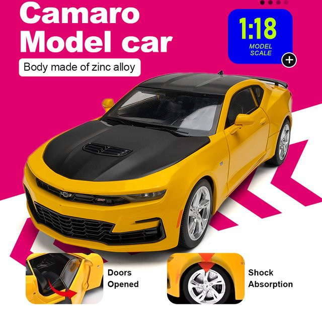 RMZ city Camaro 530LI Modellauto, 1:18, Metall, mit öffnenden Türen, lenkbaren Vorderrädern und Stoßdämpfung - Bild 1