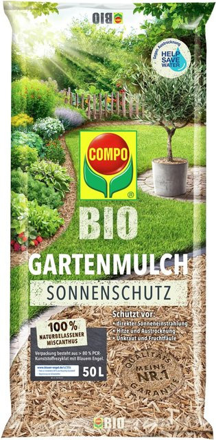 Compo Bio Gartenmulch mit Sonnenschutz für Elefantengras in Braun zur Unkrautunterdrückung in Zier- und Nutzbeeten sowie Kübeln - Bild 1