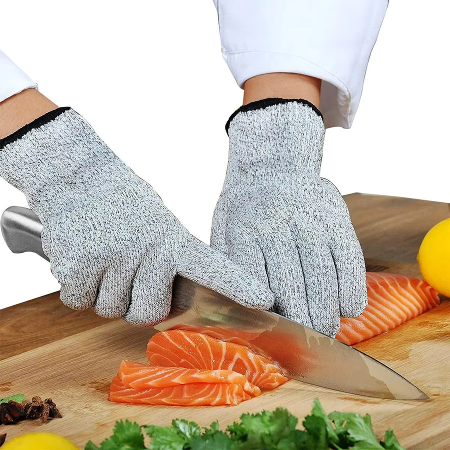 Anti-Schnitt-Handschuhe Level 5 Schutzhandschuhe in Grau für Küche, Gartenarbeit und Metzger - Bild 5