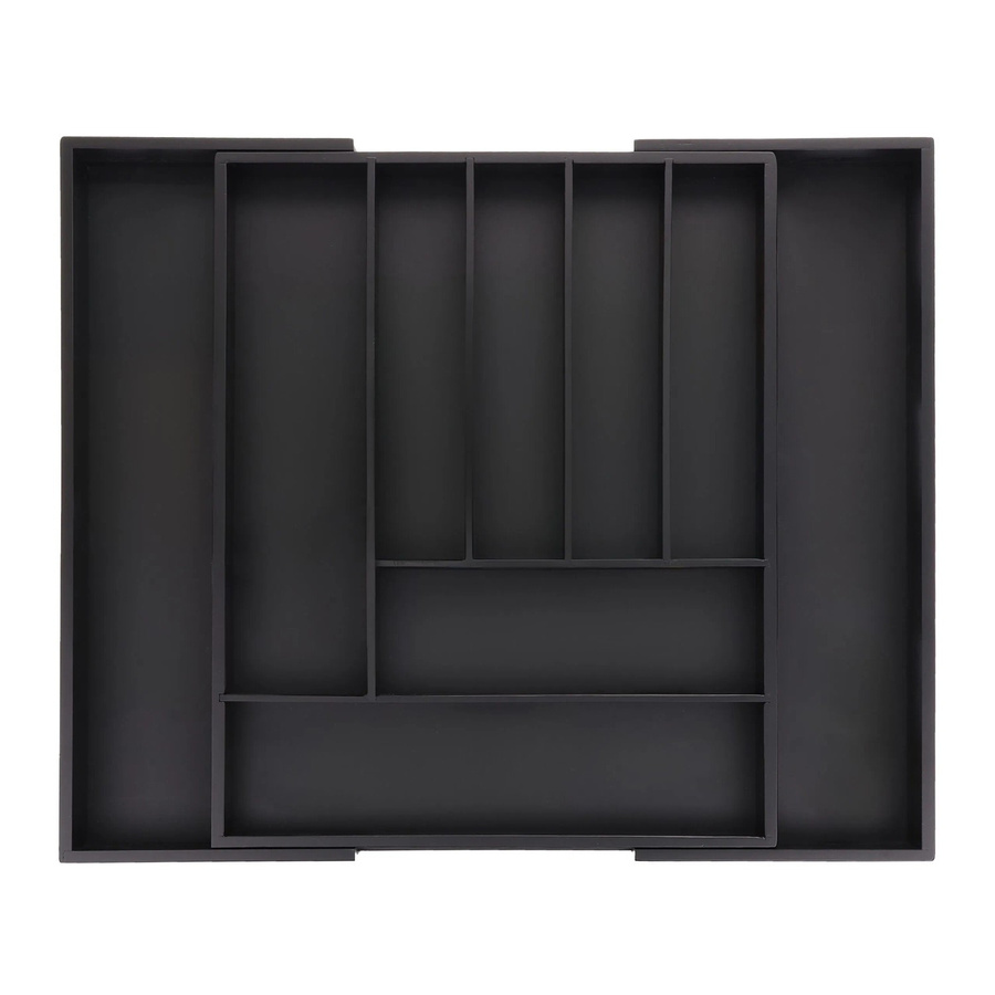 Relaxdays Besteckkasten aus Bambus und MDF, Schwarz, Ausziehbar und Verstellbar, B/T/H: 44,5 x 33,5 x 5 cm - Bild 2