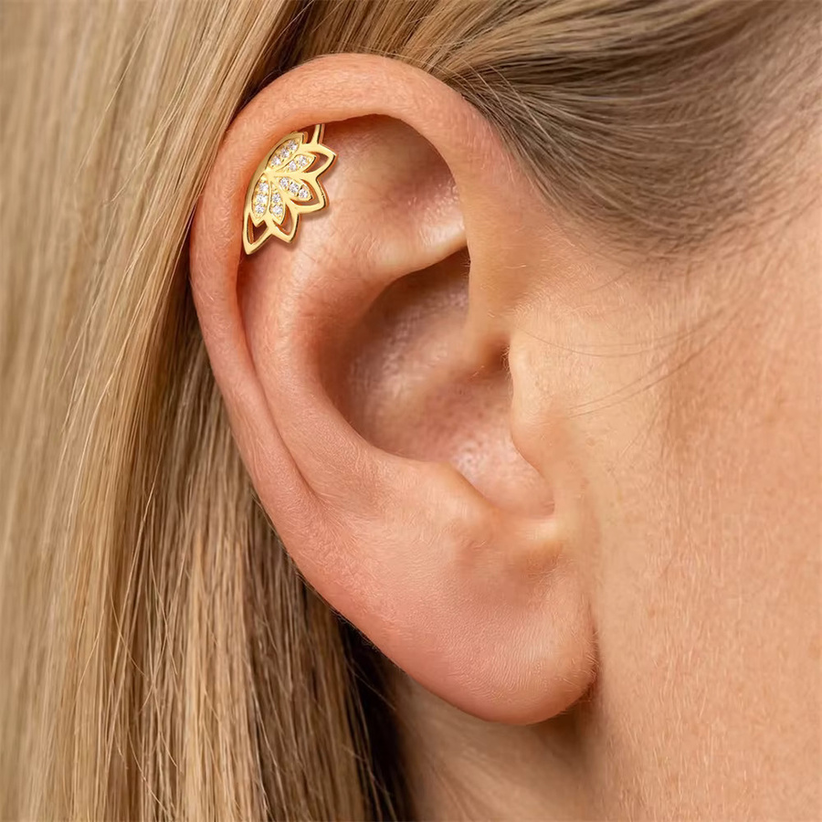 AIDE Ohrring, 925 Sterling Silber, 18K Vergoldet, Damen, Lotus-Krone - Bild 3