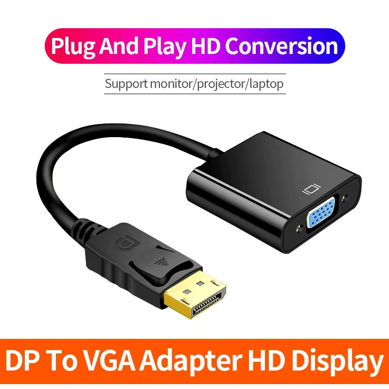 KOJESHUN DisplayPort auf VGA Adapter Kabel in Schwarz für Laptop, Projektor und TV - Bild 2