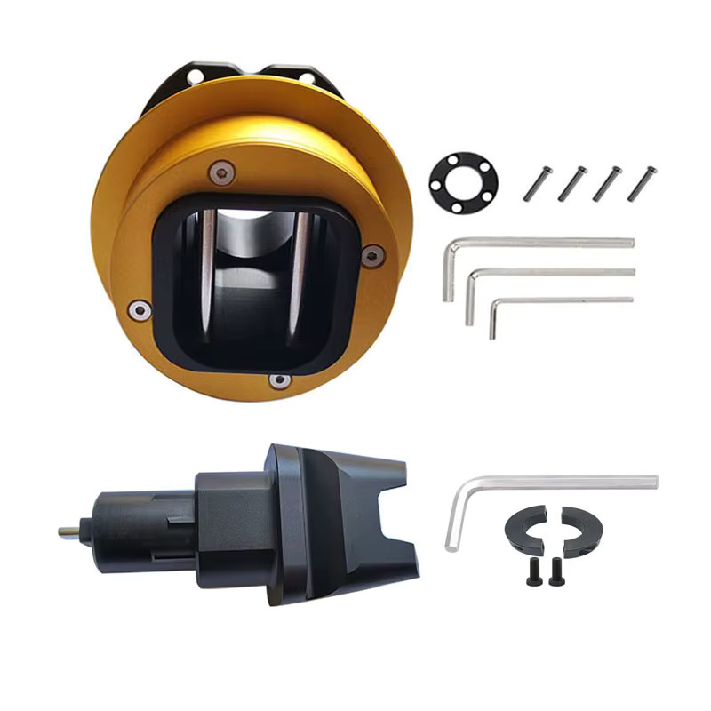 Simube Bule QR2 Pro Bundle Typ-C Schnellverschluss für Fanatec Lenkrad und QR2 Basis in Blau, Schwarz und Gold mit USB-C Anschluss - Bild 1