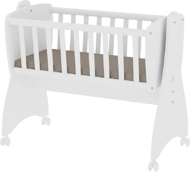 Lorelli Babywiege First Dreams Babyschaukel mit 4 Rädern und Bremsen, umbaubar, weiß - Bild 1