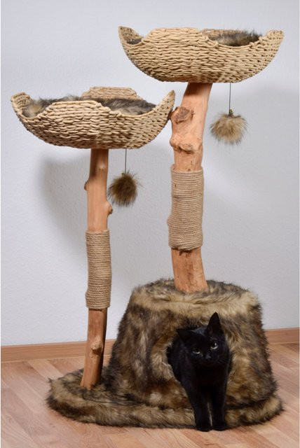 Dobar Kratzbaum Tony mit Katzenhöhle und Naturholzstämmen in Braun, H: 104 cm, B: 60 cm, T: 45 cm - Bild 2