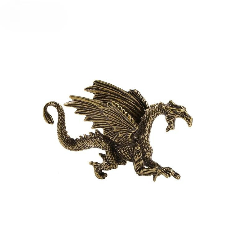 Vintage Kupfer Drachen Statue in Gold als Dämon Tier Figur für deine Schreibtisch Dekoration, B/H: 6,5 x 3,8 cm - Bild 2