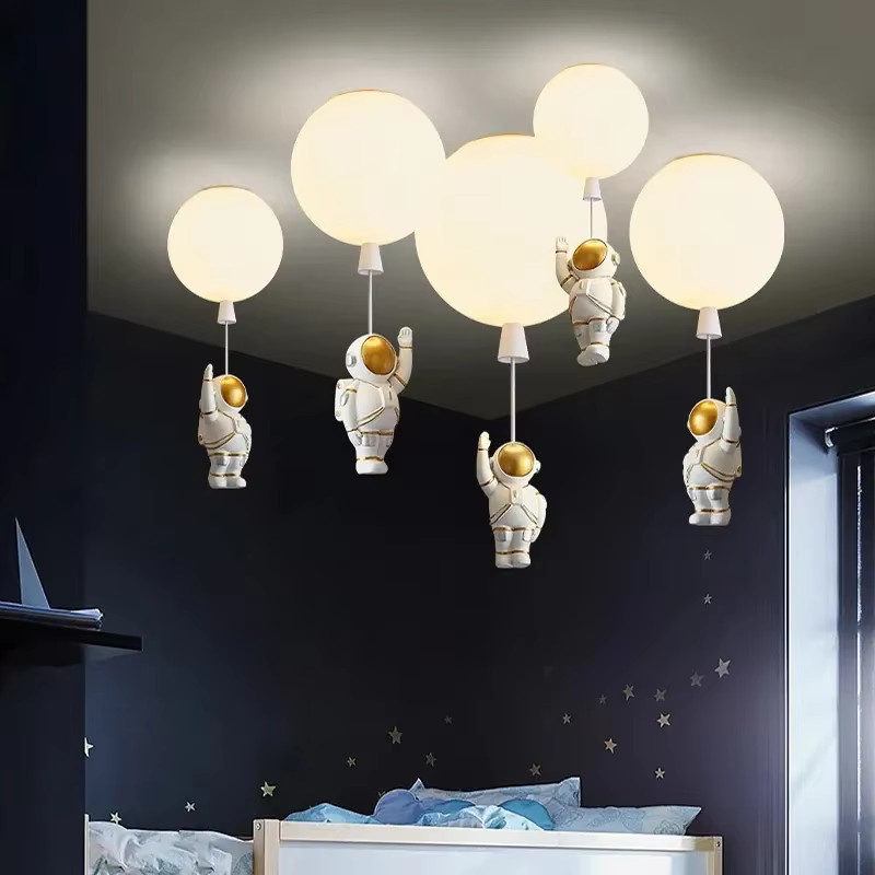YongYing Lumin Moderne LED-Astronauten-Ballon-Pendelleuchte in Weiß für Kinderzimmer und Schlafzimmer - Bild 2