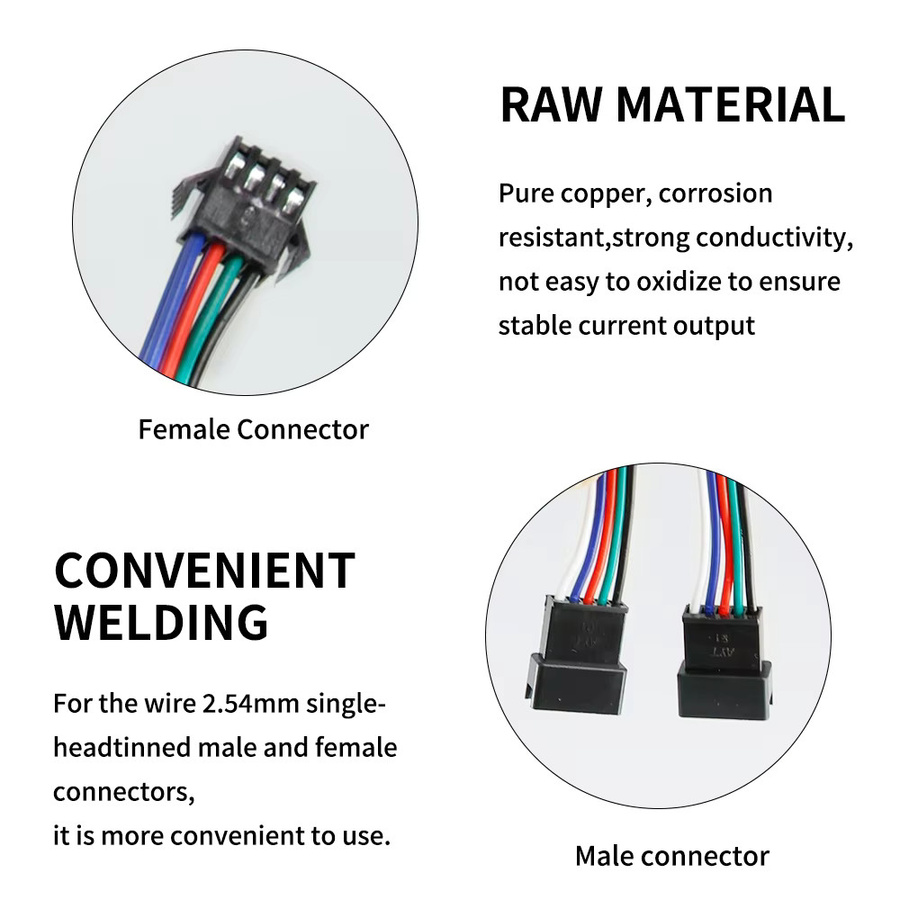 JST SM LED Splitter Stecker Set mit 2Pin bis 6Pin Männlich und Weiblich für WS2811 WS2812 WS2814 SK6812 RGB RGBW LED Streifen in Multicolour - Bild 2