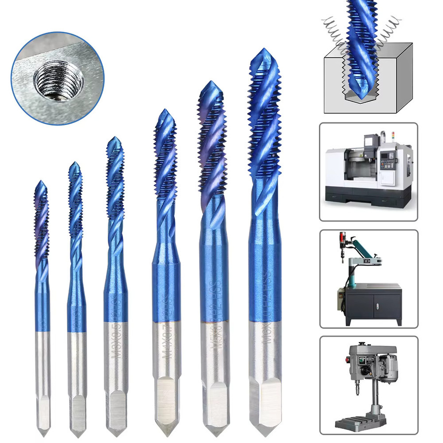 XCAN Metrischer Spiralgewindebohrer aus HSS in Nano-Blau, Set M2-M6 - Bild 4