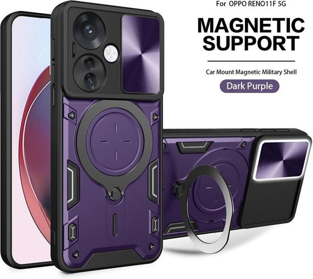 Stoßfeste Armor Schutzhülle mit Magnetring und Kameraschutz für OPPO Reno11F 5G CPH2603 in Purple - Bild 1