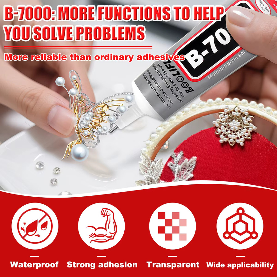 LOOLIFL B7000 Superkleber Transparent für DIY-Projekte, Handy-Reparaturen und Schmuck, geruchlos und entfernbar - Bild 5