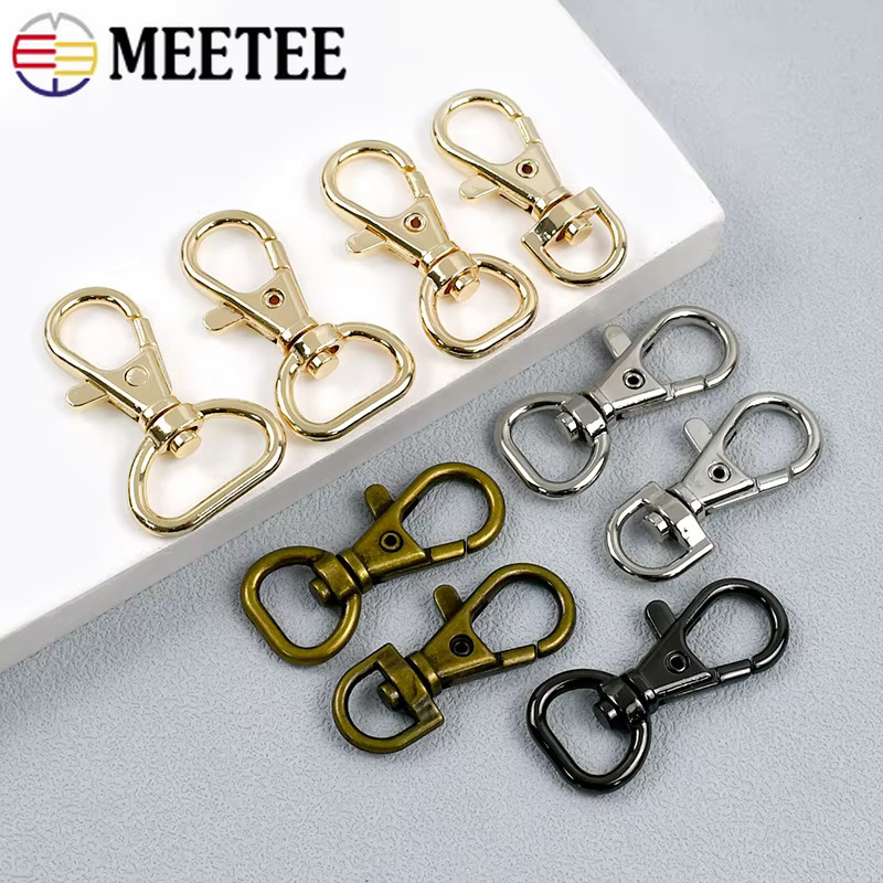 Meetee Metall Drehkarabiner Karabinerhaken in Gold, 10-25mm für Haustierhalsbänder und Taschenriemen - Bild 2