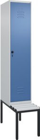 C+P Spind Classic PLUS Garderobenschrank mit Sitzbank, 1 Abteil, Lichtgrau, B/T/H: 212 x 40 x 81,5 cm - Bild 1