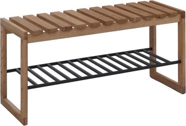 MCA Garderoben-Bank mit Schuhregal aus Massivholz Eiche, braun, B/H/T: 88 x 45 x 30 cm - Bild 2