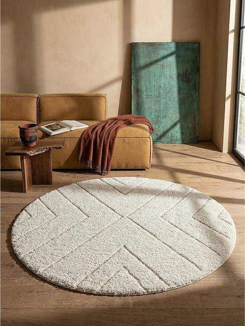 Pflegeleichter Shaggy-Teppich Kadima Design in Creme/Beige, B/B: 160 x 160 cm - Bild 1