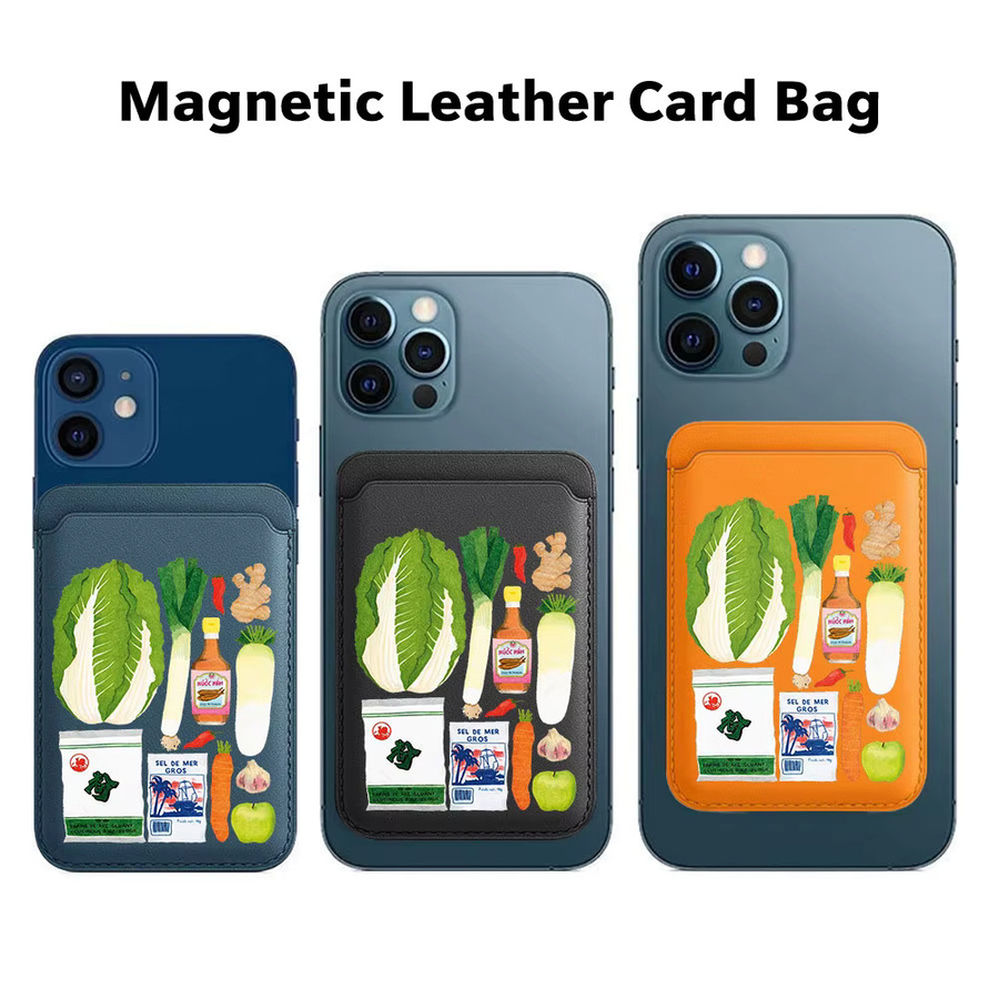 Magnetischer Kartenhalter mit kreativem Gemüsemuster für iPhone 17, iPhone 14 Pro Max und Samsung Galaxy S26 Ultra, MagSafe Wallet Cover, Mehrfarbig - Bild 1