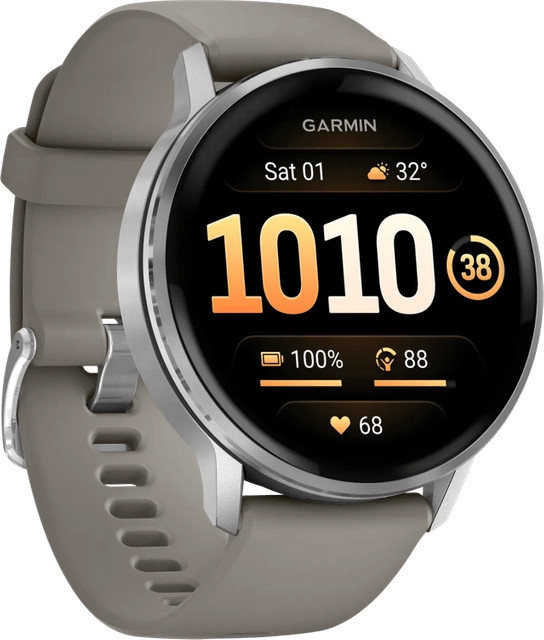 Garmin Venu 4 Fitness-Smartwatch Schwarz/Silber/Grau mit Silikon-Armband 45 mm - Bild 1