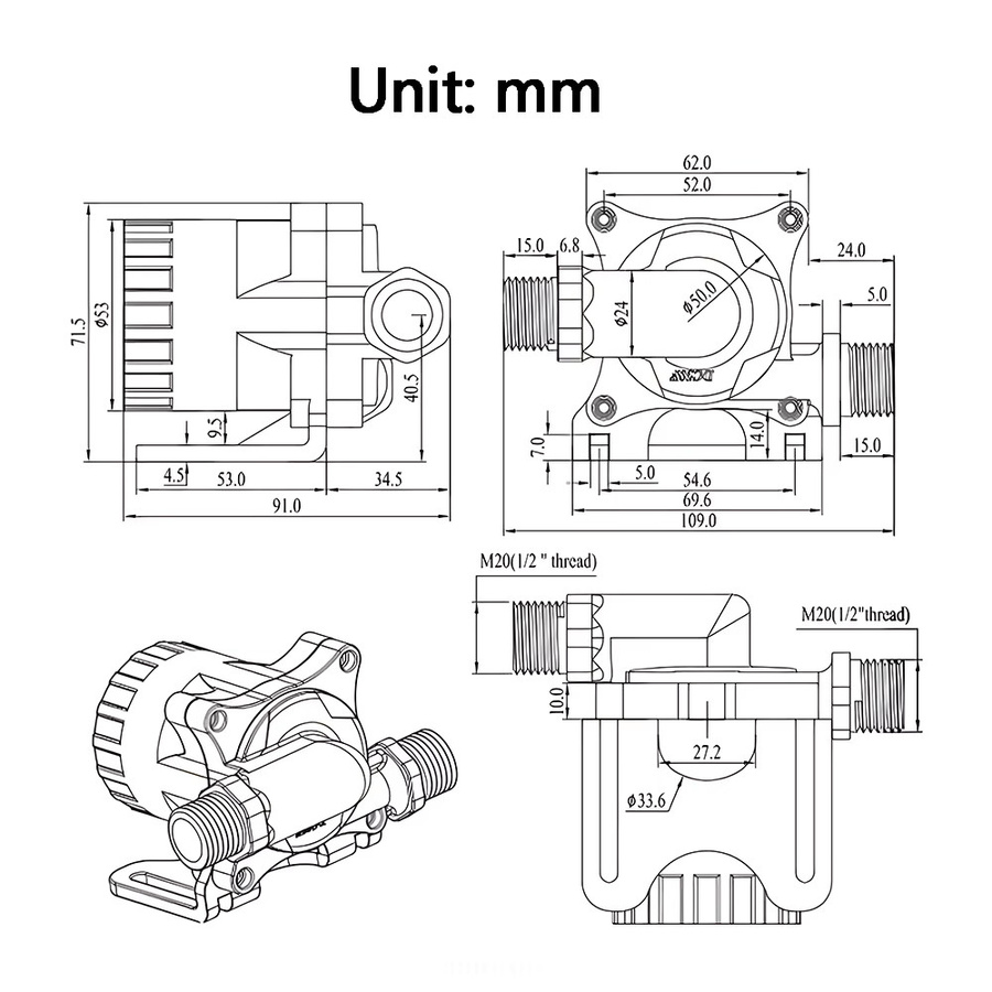 Tragbare Tauchwasserpumpe von xmshxltd mit leisem bürstenlosem Motor, DC12/24 V, IP68 Schutzklasse, Farbe: Schwarz - Bild 4