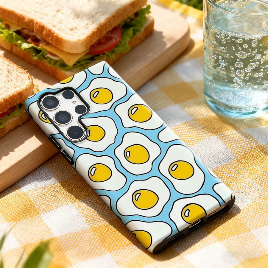 Handyhülle mit Spiegelei-Muster für Samsung Galaxy S25 Ultra, S24 und S23 Ultra Plus in Multicolour mit glänzender doppellagiger Rückseite - Bild 2