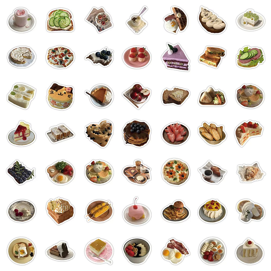 100 Stück wasserfeste Aufkleber im Influencer-Stil mit Kuchen und Dessert Motiven von BulingBulingStickers Shop in Multicolour - Bild 3