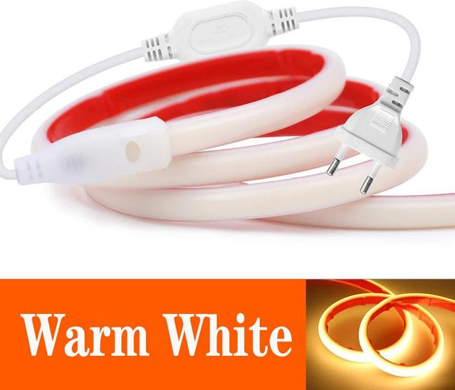 GuangZhouZhenqin LED COB Strip Licht mit EU Strom-Kit, 13m Wasserdichtes Silikonschlauchlicht in Warmweiß, 220V IP67 - Bild 1