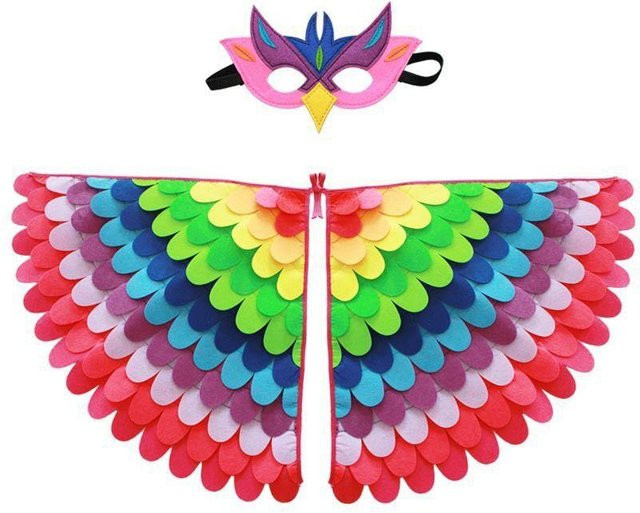 Vogel-Cosplay-Kostüm Eulen-Pfauenflügel Vogelfilz-Umhang mit Maske, ab 3 Jahren - Bild 1
