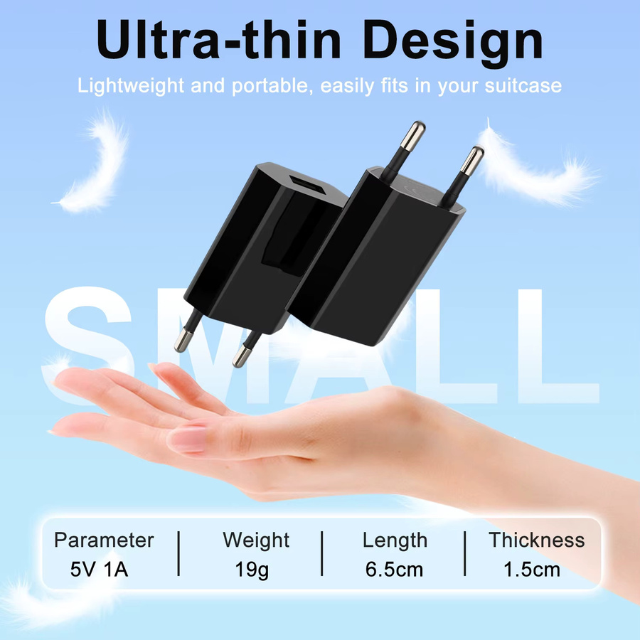TAQKRED USB Wandladegerät 5V 1A EU Adapter in Schwarz - Bild 6