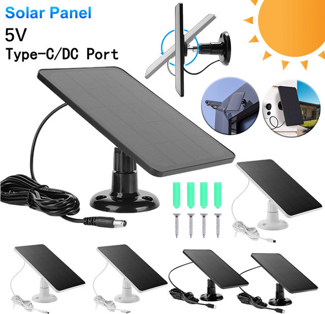 Eufy Solarpanel mit Micro USB und USB-C Port für Eufycam 3C, 2C und Pro, Schwarz, 3W, 9,8 Fuß Ladekabel - Bild 1