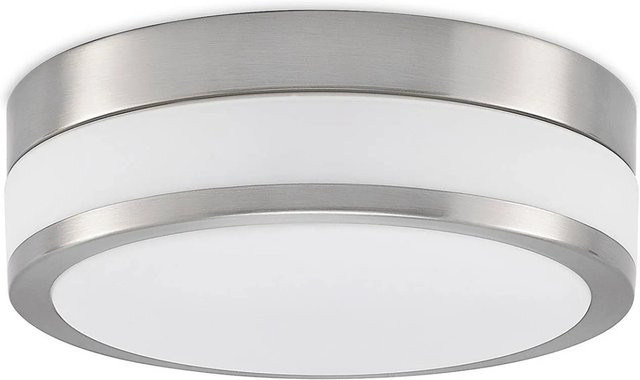 Lindby Deckenlampe Flavi 9620634 Modern Badezimmerleuchte aus Alu und Glas in Alu-grau, 2-flammig, E27, IP44, Spritzwassergeschützt - Bild 1