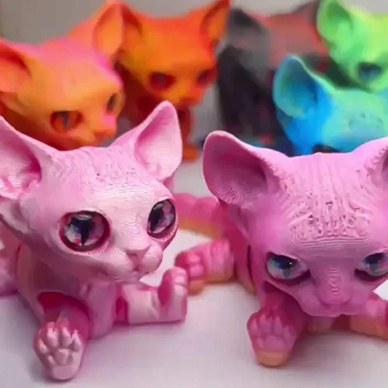 Fashnics Siamois 3D-Druck Figur – Bewegliches Siamjesische Katze Anti-Stress Spielzeug und Dekoration, mehrfarbig, Höhe: 12 cm - Bild 3
