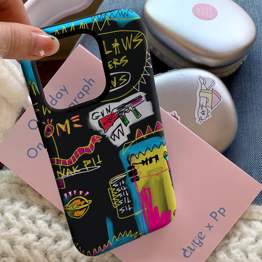 Handyhülle im Graffiti-Stil für Apple iPhone 11 bis iPhone 17 Pro Max Plus, doppelschichtige Rückseite, multicolour - Bild 5