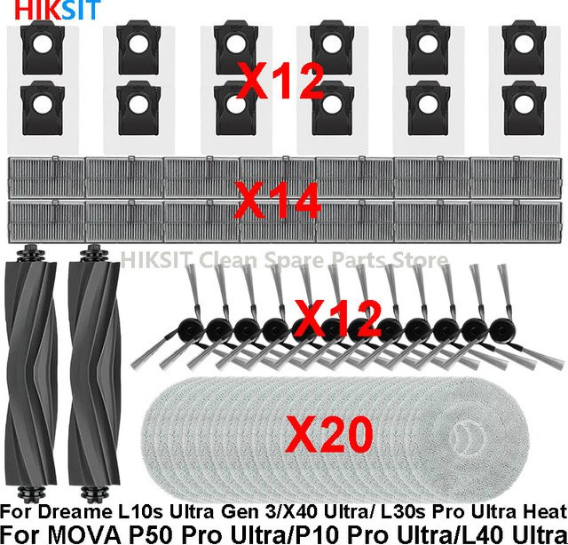 Dreame Bürsten- und Wischzubehör für L10s Ultra Gen 3, L40 Ultra, X40 Ultra, L30s Pro Ultra Heat sowie MOVA P50 Pro Ultra und P10 Pro Ultra - Bild 1
