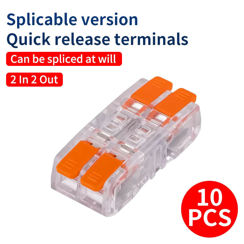 JINH Mini-Kabelverbinder Set mit schneller Verdrahtung, 10 Stück kompakte Push-in-Klemmenblöcke für Elektroleiter, transparent - Bild 2