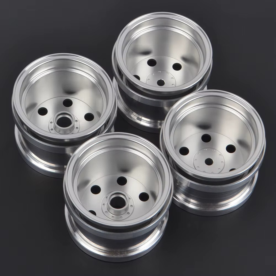 Tamiya Aluminium Vorder- und Hinterrad Beadlock-Felgen, Metall, Grau, Zubehör - Bild 3