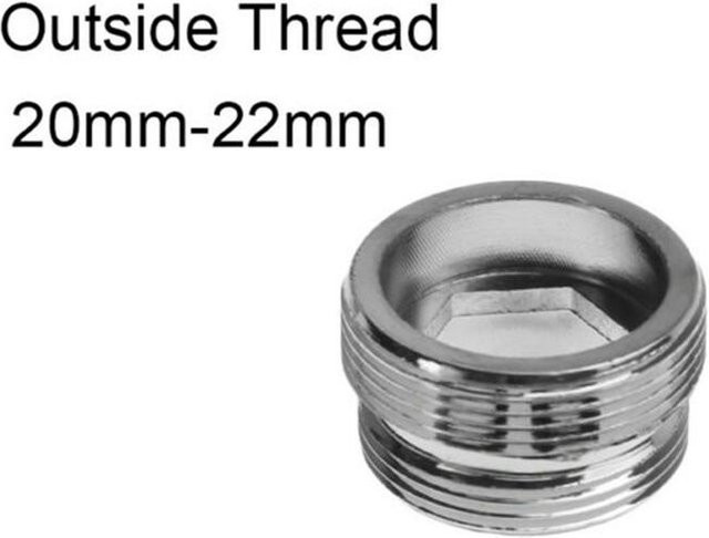 Wasserhahn-Adapter aus Messing mit Außengewinde für Luftsprudler-Anschluss, Farbe: Chrom/Silber, Gewinde: 20mm-22mm - Bild 1