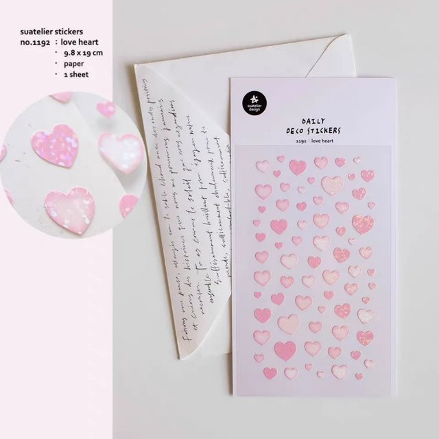 Suatelier Glänzende Herz-Aufkleber in Pink und Multicolour für Scrapbooking und DIY Journaling - Bild 1