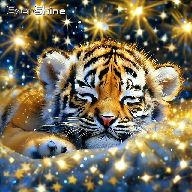 EverShine DIY Diamantmalerei Tiger Tierbild als Strass-Mosaik in Multicolour, 20 x 20 cm - Bild 1