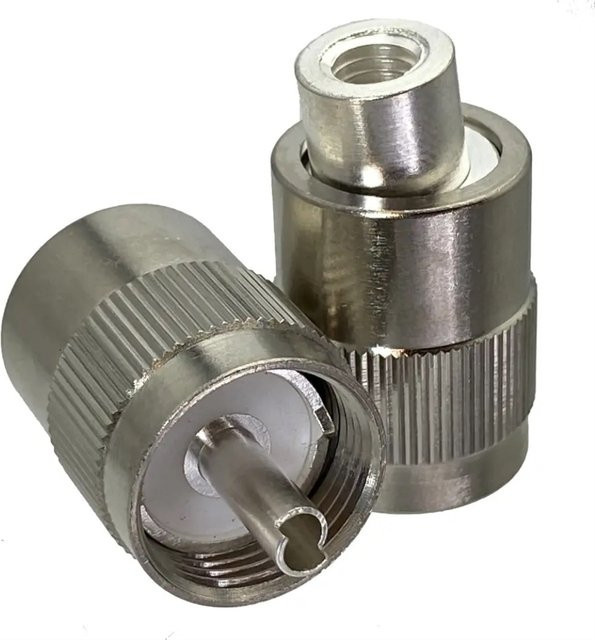 UHF PL259 Stecker in Silber für RG58, RG142, LMR195 und RG400 RF-Kabel - Bild 1