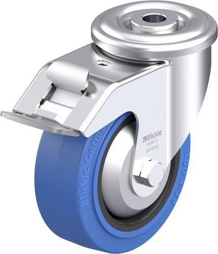 Blickle Stahlblech-Lenkrolle LER-POEV 100KA-FI-SB-FA in Schwarz und Blau mit 100 mm Rad-Durchmesser und 150 kg Tragfähigkeit - Bild 1