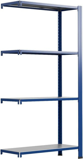 Ar Shelving T Profile Zusatzmodul Regal in Blau und Verzinkt mit 4 Böden, B/T/H: 250 x 100 x 40 cm - Bild 1