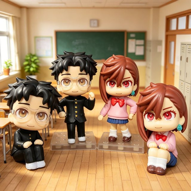 Bandai Animationsfigur Ayase Momo und Ken Takakura Q-Version mit Halterung als Desktop-Ornament - Bild 1