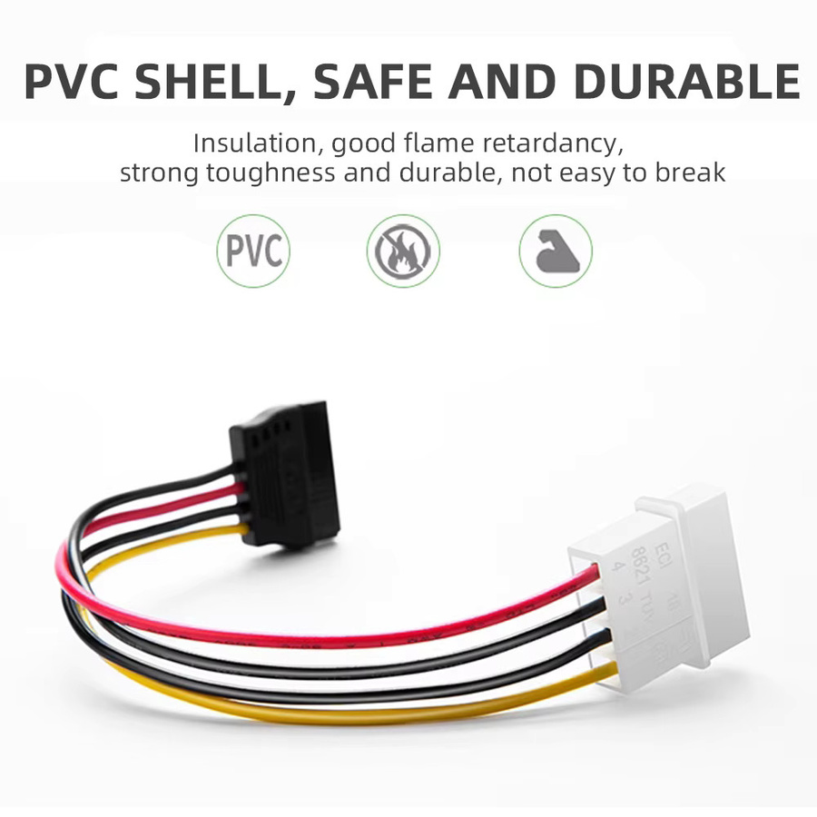 IDE Molex 4-polig auf 2 x SATA-Stromkabel, serieller ATA-Y-Splitter als Festplatten-Dual-Verlängerungskabel und Adapter-Anschluss - Bild 3