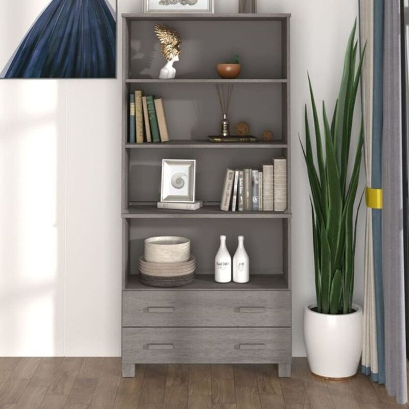 Highboard Hamar vidaxl aus Massivholz Kiefer in Grau im Landhaus- und Modern-Stil, B: 180 cm, H: 85 cm, T: 35 cm - Bild 1