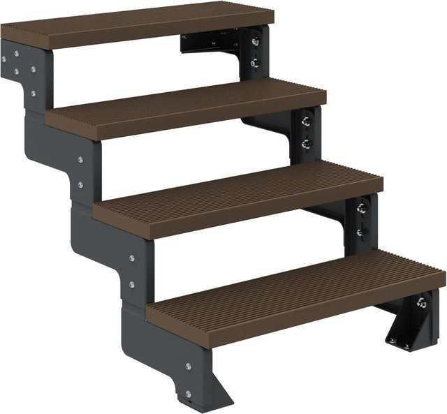 Dolle Außentreppe Gardentop in Anthrazit und Braun mit 4 Stufen und einer Breite von 80 cm ohne Geländer - Bild 1