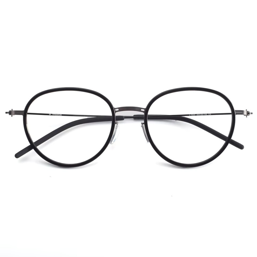Charmlibrary Korrektionsbrille, Titan, rund, Vollrand, Unisex, schwarz - Bild 2