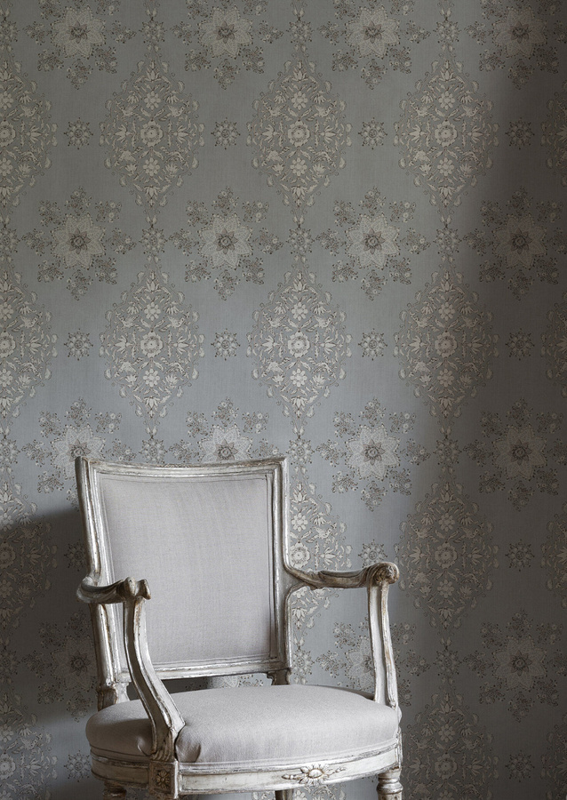 Lewis & Wood Tapete Pashmina Meissen in Grau mit floralem und orientalischem Design - Bild 1