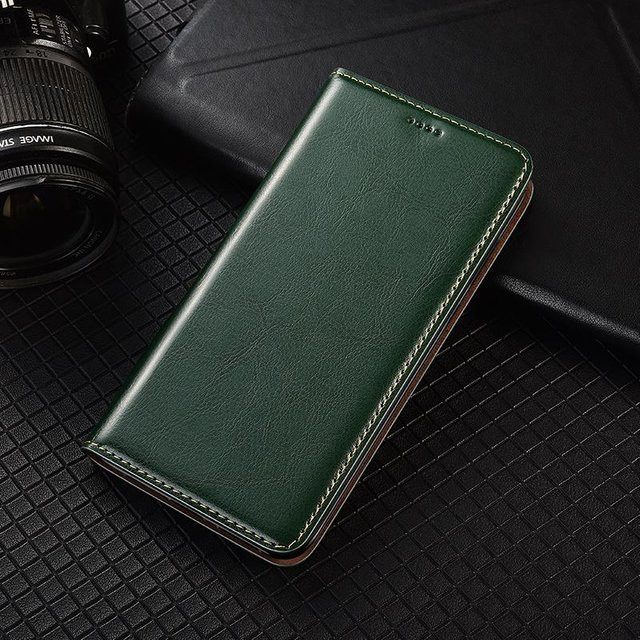 Sony Klapphülle aus Crazy Horse Echtleder für Xperia XZ XZ2 XZ3 XA XA1 XA2 Plus Ultra in Grün mit Kartenfächern - Bild 1